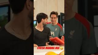 Chiesa ‘mamma Mia’ 🤣🤣 shorts chiesa liverpoolfc [upl. by Aerdnaeel]