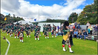 Huntly Pipe Band march off playing The Steamboat during 2024 Lonach Gathering amp Highland Games [upl. by Akcir]