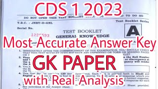 CDS 1 2023 GK ANSWER KEY WITH ANALYSIS  MOST ACCURATE [upl. by Velda]