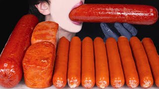 ASMR GIANT SAUSAGE SPAM CHEESY COOKING MUKBANG 대왕 소세지 스팸 먹방 スパム ソーセージ 咀嚼音 Sosis EATING SOUNDS [upl. by Mou113]