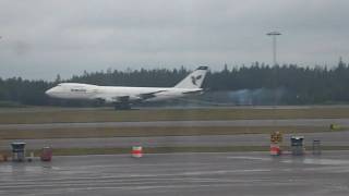 Iran Air B747200 arrives at GothenburgLandvetter Airport [upl. by Mellette98]