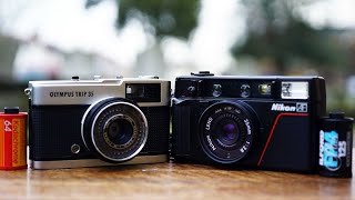 Small Camera  BIG Aperture The Nikon L35 AF and Olympus Trip 35  Reviewed [upl. by Samuelson220]