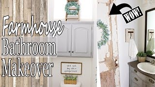 DIY SMALL BATHROOM REMODEL ⭐ FARMHOUSE BATHROOM DECOR [upl. by Acirej]