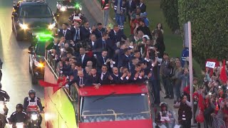 Morocco celebrate World Cup performance with fans in Rabat  AFP [upl. by Lorak]