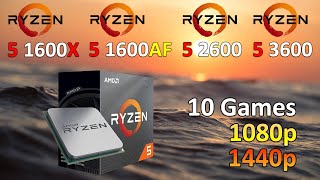 Ryzen 5 1600X vs Ryzen 5 1600AF vs Ryzen 5 2600 vs Ryzen 5 3600  Test in 10 Games  1080p and 1440p [upl. by Ymia]