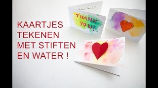 Bedankkaartjes tekenen met stiften en water  TUKI  tutorial voor kinderen in het Nederlands [upl. by Alahc]