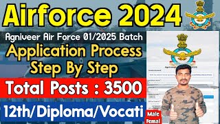 Air Force Agniveer Application Process 2024  3500 Posts  12thDiplomaVocational  Airforce Apply [upl. by Eetsirhc]