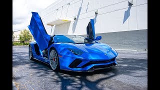 Lamborghini Aventador S Blue BEST Start Up Sound Interior Exterior at Lamborghini Miami [upl. by Nevear]