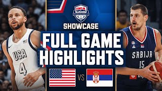 USA vs SERBIA  USAB SHOWCASE  FULL GAME HIGHLIGHTS  July 17 2024 [upl. by Eicirtap591]