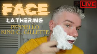 Face Lathering con pennello King C Gillette  Proraso Rossa ed Edwin Jagger DE89  Wet Shaving [upl. by Felisha]