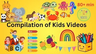 Best Compilation of Kids Videos  Learn About Animals  Fruits Colors  Months Days of the Week [upl. by Mcarthur]