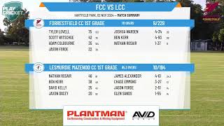 Forrestfield CC 1st Grade v Lesmurdie Mazenod CC 1st Grade [upl. by Eislek]