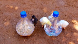 Comedero y Bebedero para pollitos recién nacidos hecho con botellas de gaseosa reciclados [upl. by Yeleek]