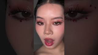 Dark cherry coffee makeup 🍒🖤valentinesday cherry makeup makeuptutorial [upl. by Georgy367]