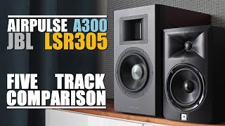 AirPulse A300 vs JBL LSR305  5 Track Comparison [upl. by Ahseyd]