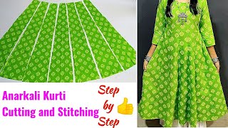 Anarkali KurtiDress Cutting and Stitching Step by Step [upl. by Lavern]