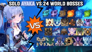 Solo C0R1 Ayaka vs 24 World Bosses Without Food Buff  Genshin Impact [upl. by Leavelle]