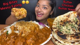 SPICY BUTTER CHICKEN 🔥 WITH JEERA RICE AND BUTTER NAAN  BIG BITES MUKBANG  FOOD EATING VIDEOS [upl. by Hyacinth]