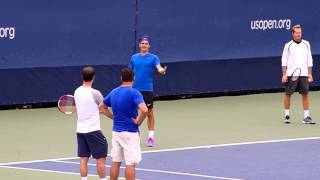 Roger Federer US Open Rally Practice 8302014 22 [upl. by Geibel753]