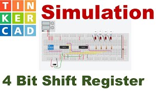 Tinkercad  Digital Electronics Practicals  19  4 Bit shift register TechBossPJ [upl. by Neelehtak]