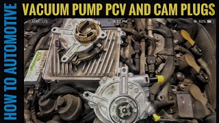 Oil Leaks Fix From The Vacuum Pump Cam Plugs And PCV Valve On A 20072014 Mercedes C300 [upl. by Lehctim]