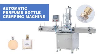 ZONESUN ZSYG11 Automatic Perfume Sprayer Cap Collaring Bottle Crimping Capping Machine [upl. by Atinhoj]