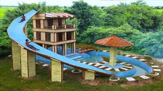 Our Summer Holiday 150 Days Build 2M Dollars Bamboo Resort With Flyover Water Slide Into Pool [upl. by Shanley]