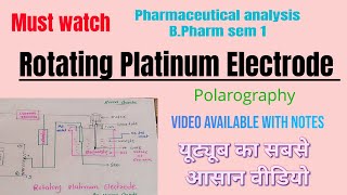 Rotating platinum electrode ll Polarography ll pharmaceutical analysis ll BPharm 1st sem youtube [upl. by Gentry]