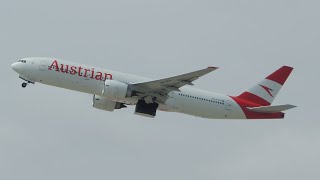 Austrian Airlines Boeing 777200ER OELPA takeoff from LAX [upl. by Eniamirt109]