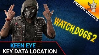 How to Find Keen Eye Key Data  Watch Dogs 2  Nudle Park Key Data [upl. by Yrahca]