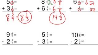 Adding amp Subtracting Mixed Numbers No Regrouping [upl. by Redna]