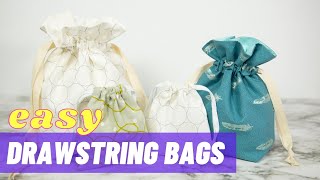 How to Make Drawstring Bags  Lined amp Unlined  Sewing Reusable Gift Bags [upl. by Nnailuj]