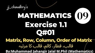 Class 9th Math Ex11 Q1 Definition of Matrix and Order of Matrix by Muhammad Jahangir Jalal [upl. by Othello]