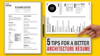 5 Tips for a Better Architecture Resume CV  Free Template [upl. by Nosmoht]