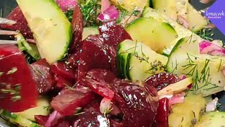 recette avec betterave rouge cuite  salade de betterave rouge concombre 137 [upl. by Gemina]