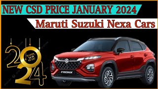 New CSD Price January 2024  Maruti Suzuki Nexa car csd price  Fronx Baleno CSD Price  CSD Cars [upl. by Zingg]