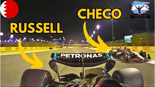 El Gran Sobrepaso De Checo Pérez A Russell Visto Desde Todas Las Cámaras  Gran Premio Bahréin [upl. by Yelah]