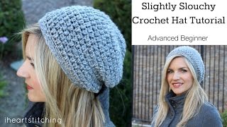 Slightly Slouchy Crochet Hat Tutorial [upl. by Lissi]