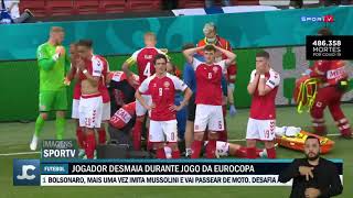 Eriksen jogador da Dinamarca desmaia em campo durante a partida da Eurocopa [upl. by Hobbie]