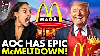 AOC Has SCREAMING Unhinged MELTDOWN At McDonalds For Letting Trump Work The Fries  SALTY Lib Panic🍟 [upl. by Dott619]