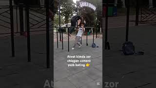 Uzbek sila deb yozb ketamiz like funny streetworkout calisthenics workout trend trollfacewow [upl. by Poucher]