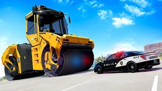 GIANT Road Roller Ends Police Chase  BeamNG Drive Crashes [upl. by Elwin]