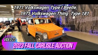 2023 Fall Carlisle Auction Video 22 VW Thing and 1971 Type 1 Beetle [upl. by Napra]