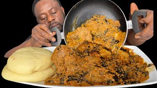 ASMR GOAT MEAT CHICKEN MEAT WITH EGUSI SOUP AND POUNDED YAMAFRICAN FOOD NIGERIAN FOOD MUKBANG [upl. by Ingelbert]