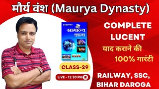 मौर्य वंशMaurya DynastyClass29All Railway ExamsComplete Lucent [upl. by Rexer]