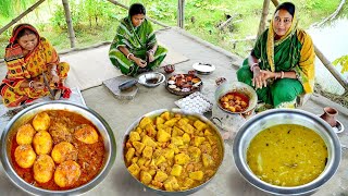 স্পেশাল ডিম কারি  চিংড়িমাছ দিয়ে ওল আর পেঁপে দিয়ে ডাল রান্না সাথে দুপুরে খাওয়া দাওয়াegg curry [upl. by Tani]