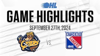 OHL Highlights Erie Otters  Kitchener Rangers Sept 27 2024 [upl. by Eceinal]