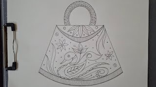 Purse Design Drawing Easy  Purse Design Drawing For Elementary Exam  Sankalp Chitra Design [upl. by Wilma]