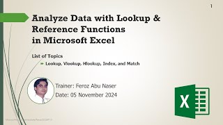 TRAINER SLIDE ANALYZE DATA WITH LOOKUP AND REFERENCE FUNCTIONS IN MICROSOFT EXCEL [upl. by Rehoptsirhc]