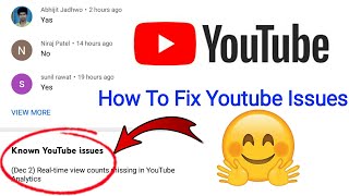 How To Fix Known Youtube issues Dec 2 Realtime view counts missing in YouTube Analytics [upl. by Lennod37]